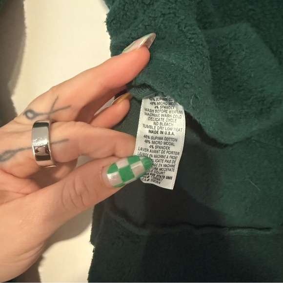 Stateside Sherpa Cropped Side Slit Hoodie in Rainforest - Picture 4 of 4